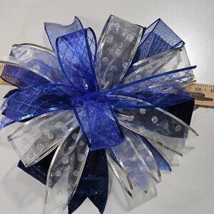 Larger Blue Silver Bow
